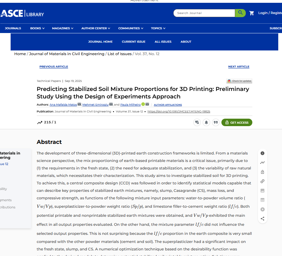 Predicting Stabilized Soil Mixture Proportions for 3D Printing: Preliminary Study Using the Design of Experiments Approach